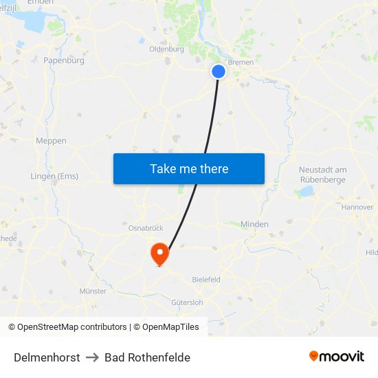 Delmenhorst to Bad Rothenfelde map