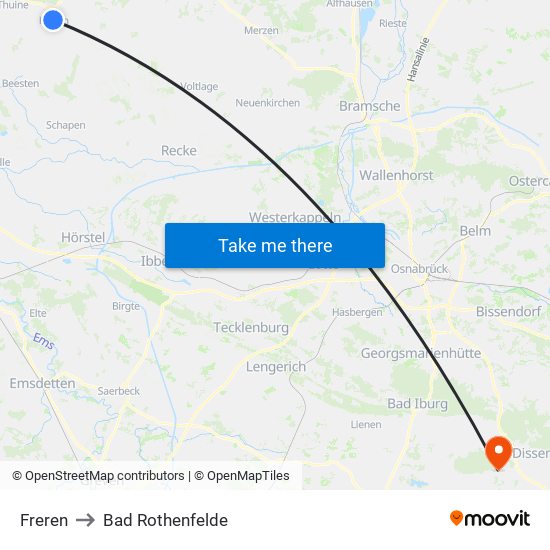 Freren to Bad Rothenfelde map