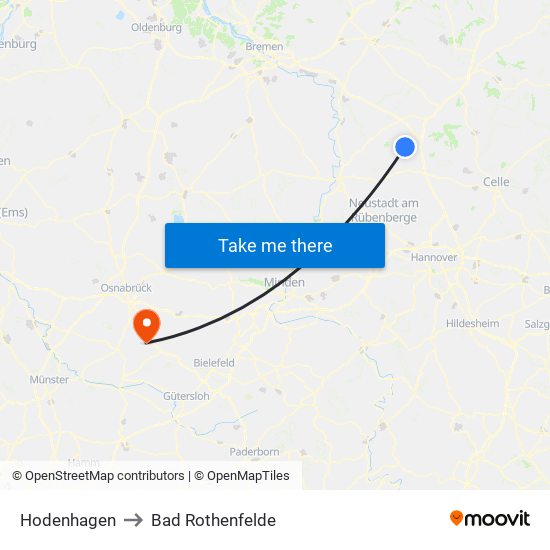 Hodenhagen to Bad Rothenfelde map