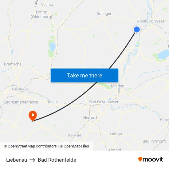 Liebenau to Bad Rothenfelde map