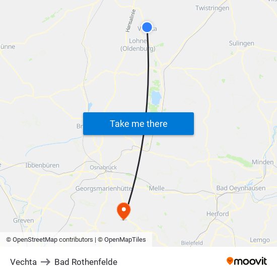 Vechta to Bad Rothenfelde map