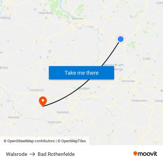 Walsrode to Bad Rothenfelde map