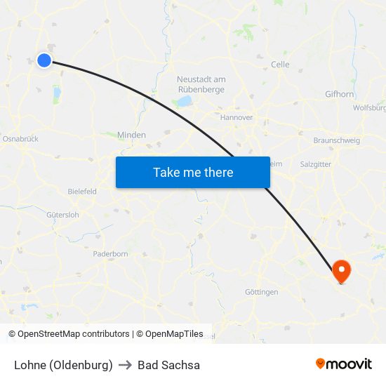 Lohne (Oldenburg) to Bad Sachsa map