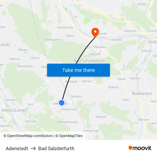 Adenstedt to Bad Salzdetfurth map