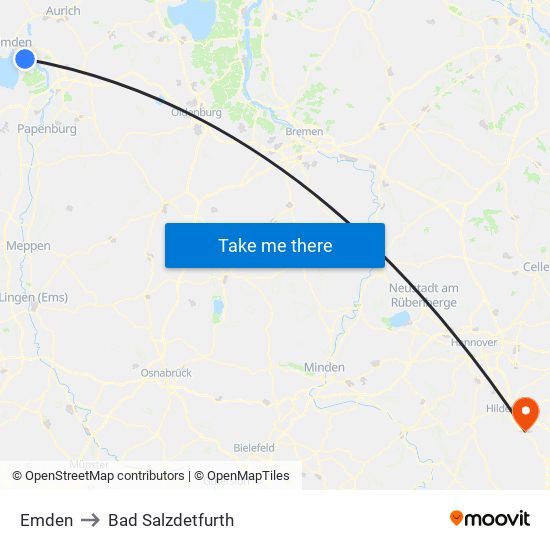 Emden to Bad Salzdetfurth map