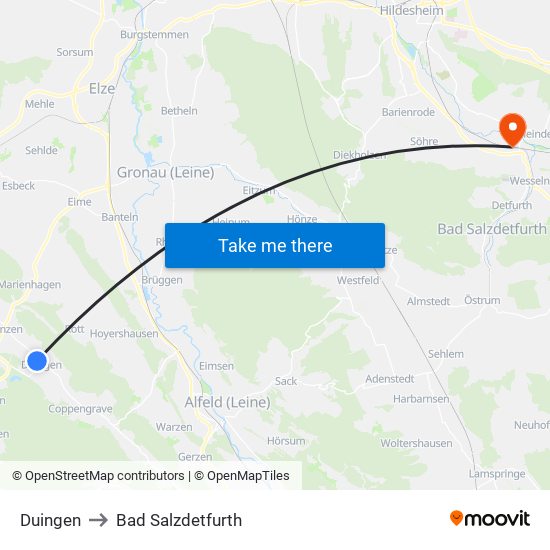 Duingen to Bad Salzdetfurth map