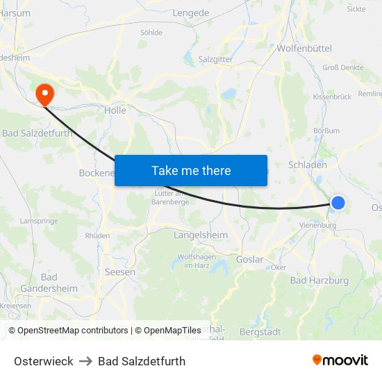 Osterwieck to Bad Salzdetfurth map