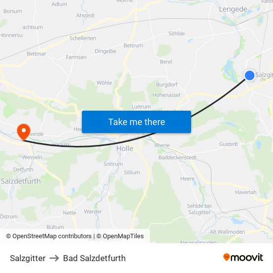 Salzgitter to Bad Salzdetfurth map