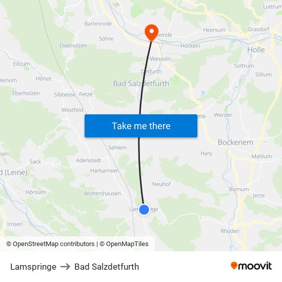 Lamspringe to Bad Salzdetfurth map