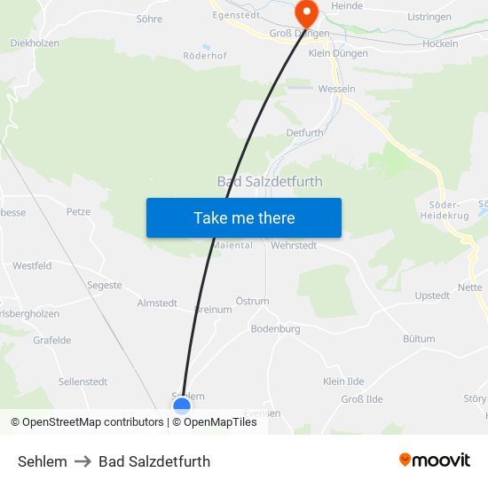 Sehlem to Bad Salzdetfurth map