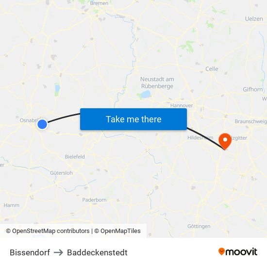 Bissendorf to Baddeckenstedt map