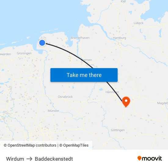 Wirdum to Baddeckenstedt map
