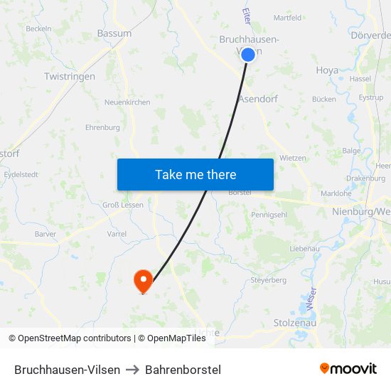 Bruchhausen-Vilsen to Bahrenborstel map