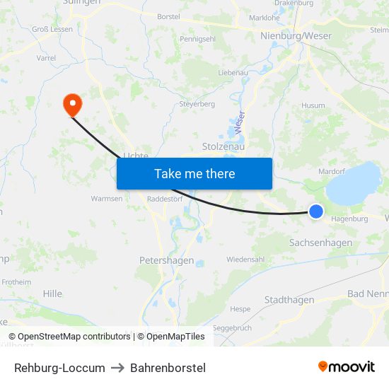 Rehburg-Loccum to Bahrenborstel map