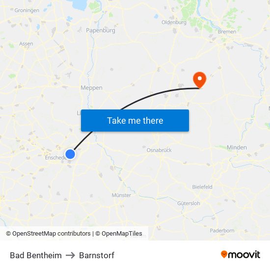 Bad Bentheim to Barnstorf map