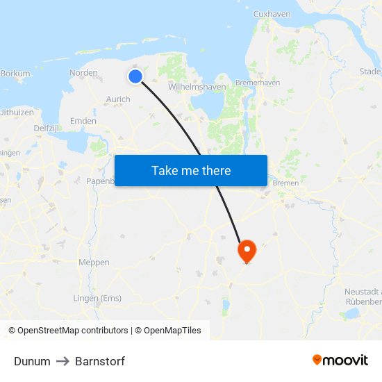 Dunum to Barnstorf map