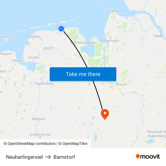 Neuharlingersiel to Barnstorf map