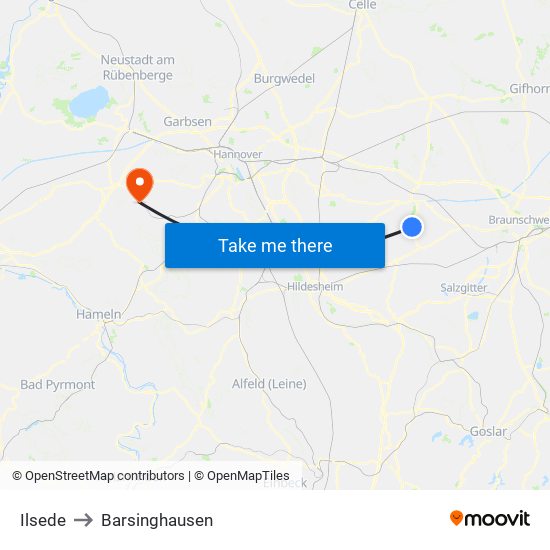 Ilsede to Barsinghausen map
