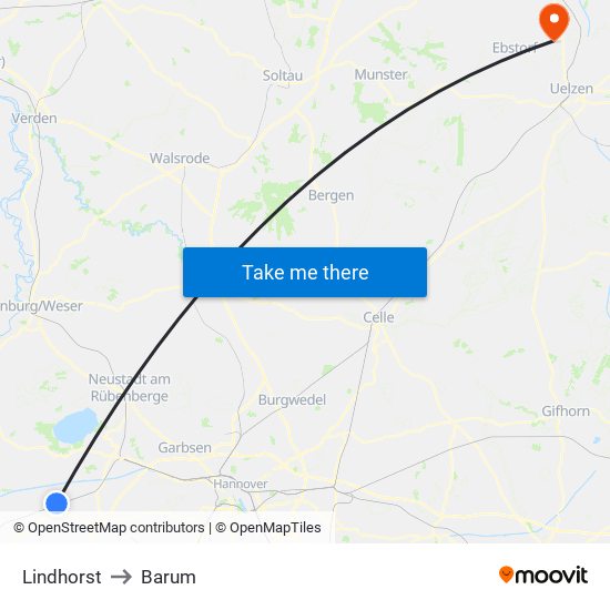 Lindhorst to Barum map