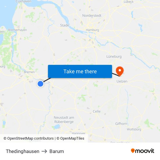 Thedinghausen to Barum map