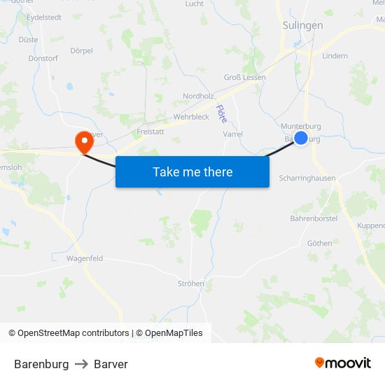 Barenburg to Barver map