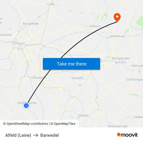 Alfeld (Leine) to Barwedel map