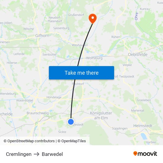 Cremlingen to Barwedel map