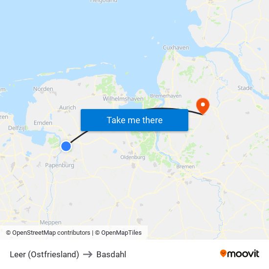 Leer (Ostfriesland) to Basdahl map