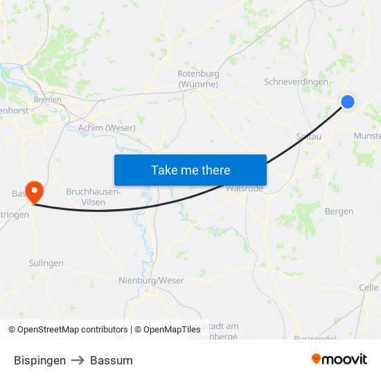 Bispingen to Bassum map