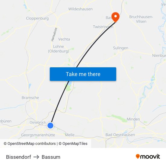 Bissendorf to Bassum map