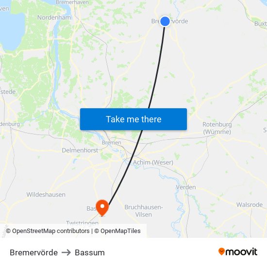 Bremervörde to Bassum map