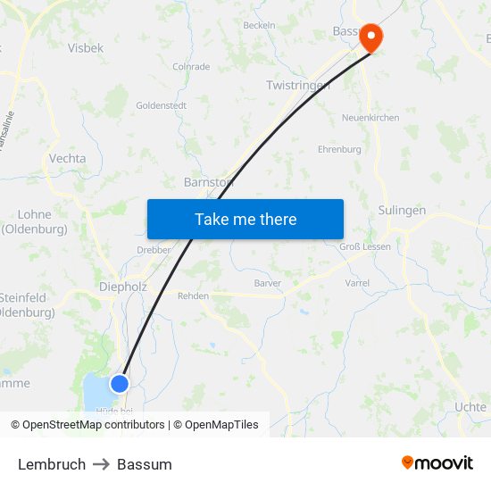 Lembruch to Bassum map