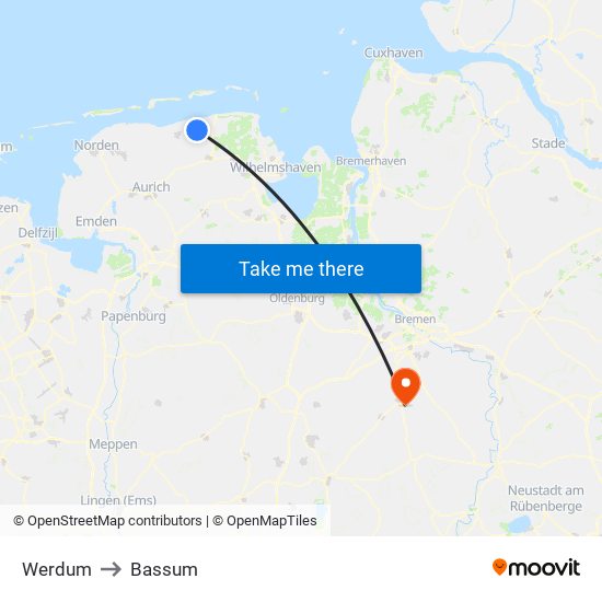 Werdum to Bassum map