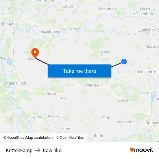 Kettenkamp to Bawinkel map