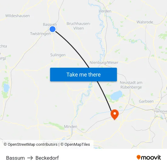 Bassum to Beckedorf map