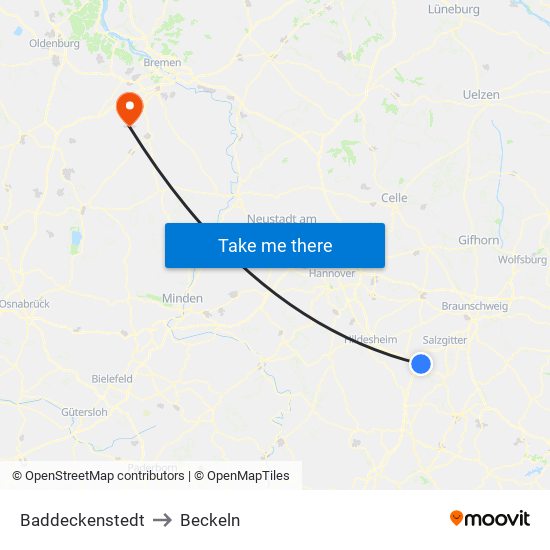 Baddeckenstedt to Beckeln map