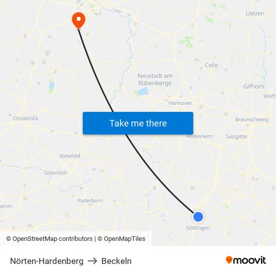 Nörten-Hardenberg to Beckeln map