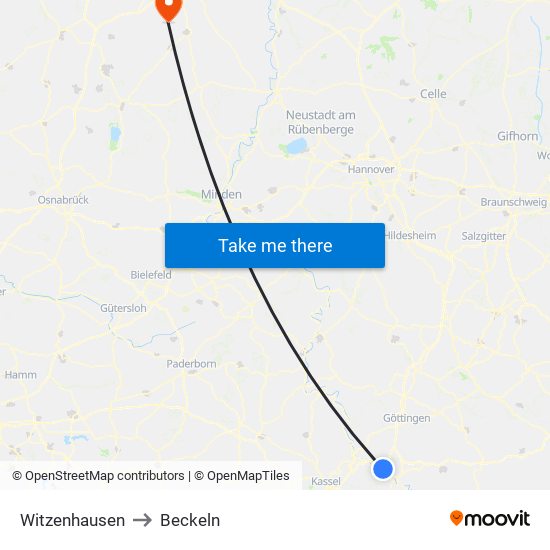 Witzenhausen to Beckeln map