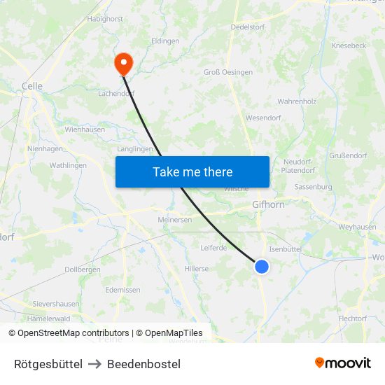 Rötgesbüttel to Beedenbostel map