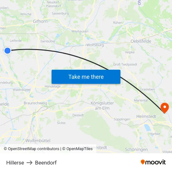Hillerse to Beendorf map