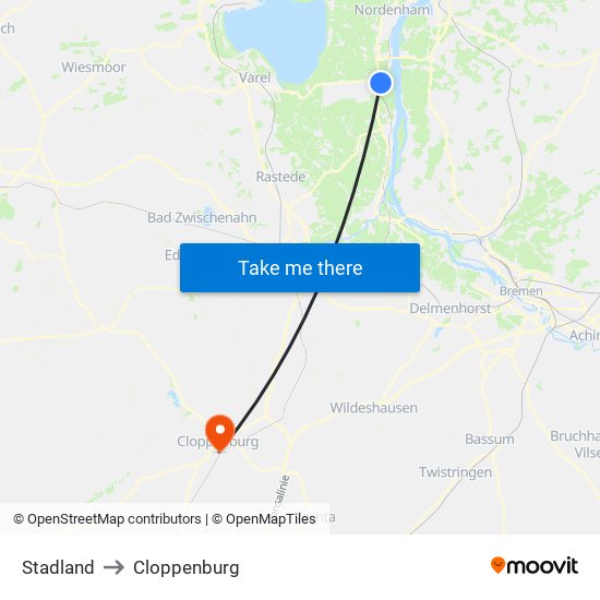 Stadland to Cloppenburg map