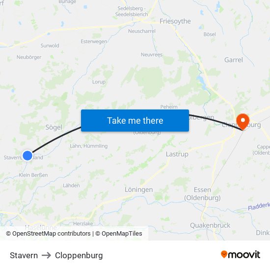 Stavern to Cloppenburg map