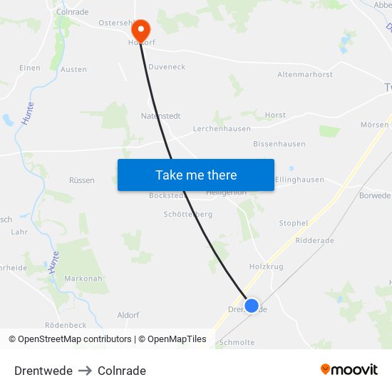 Drentwede to Colnrade map