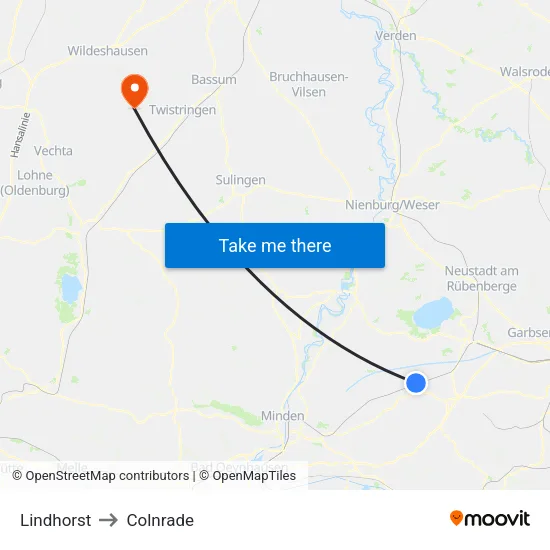 Lindhorst to Colnrade map