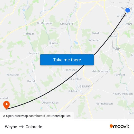 Weyhe to Colnrade map