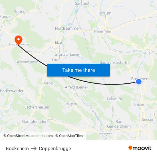 Bockenem to Coppenbrügge map