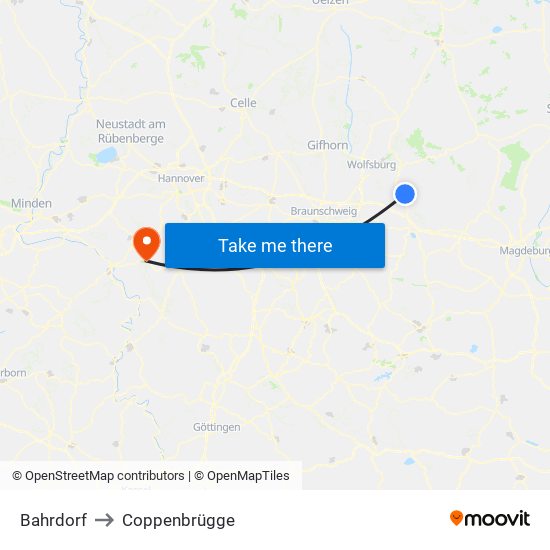 Bahrdorf to Coppenbrügge map