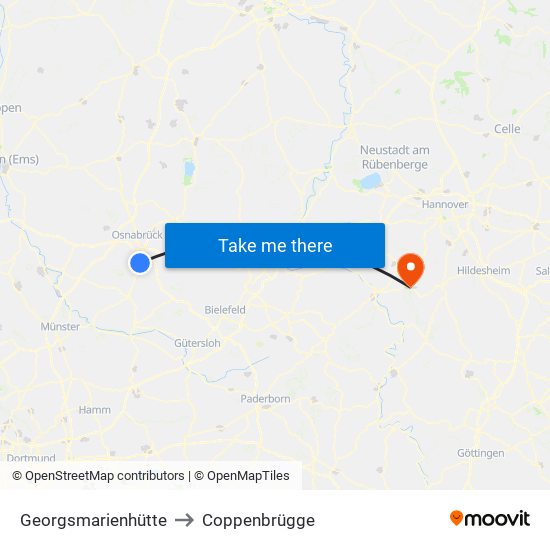 Georgsmarienhütte to Coppenbrügge map