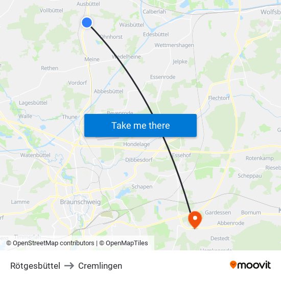 Rötgesbüttel to Cremlingen map