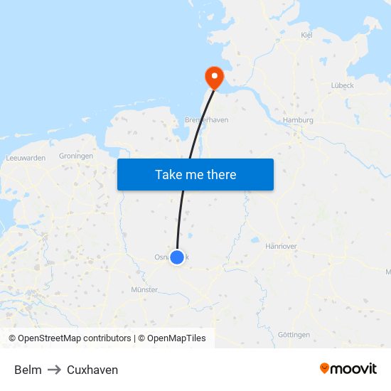 Belm to Cuxhaven map